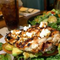 Chicken & Goat · balsamic glaze, avocado, tomato, spring mix, softened goat cheese, on open-faced sourdough. ...