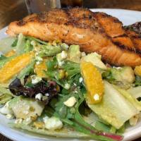 Grilled Salmon · Baby greens fresh oranges, avocado, pistachios and feta orange vinaigrette. Chef recommended...
