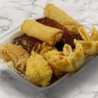 Pu Pu Platter · Chicken wings, fried shrimp, fried wonton, cream cheese wonton, sweet & sour chicken, teriya...