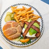 Avocado Burger · All burgers are fresh ground lean 6 oz. beef and are garnished with iceberg lettuce, tomato ...