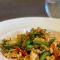 Ka Pow Perfect · Sauteed with fresh pepper, garlic, onion, string beans and thai basil leaves.