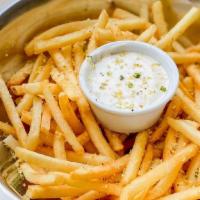 Fries · garlic parmesan, serves 2-3, choice of Victory Sauce or ranch