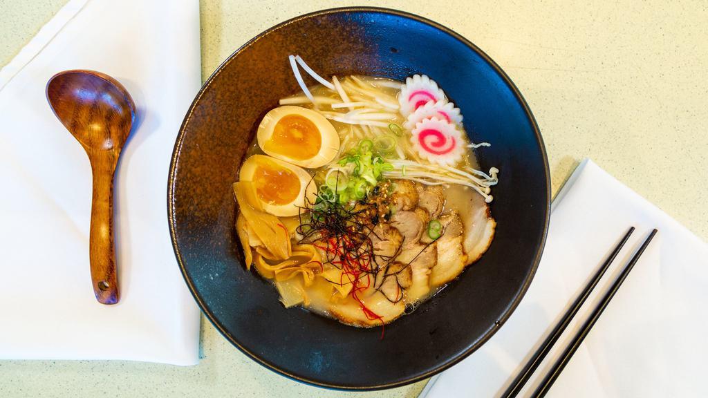 Dry Noodles · Broth-less noodles, mixed in homemade sesame oil, sesame Yuzu sauce, Braised Pork belly