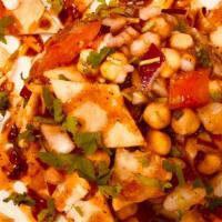 Papri Chaat · Papdi, potatoes, chickpeas, cilantro, yogurt, mint,  tamarind sauces & BBQ special sauces