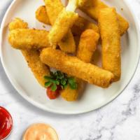Stretch The Stick  · (Vegetarian) Mozzarella cheese sticks battered and fried until golden brown.