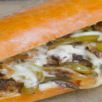 Cheese Steak · Fried Onions, Green Peppers and Provolone Cheese
w/Lettuce, Tomatoes, mayo, on a Sub Roll