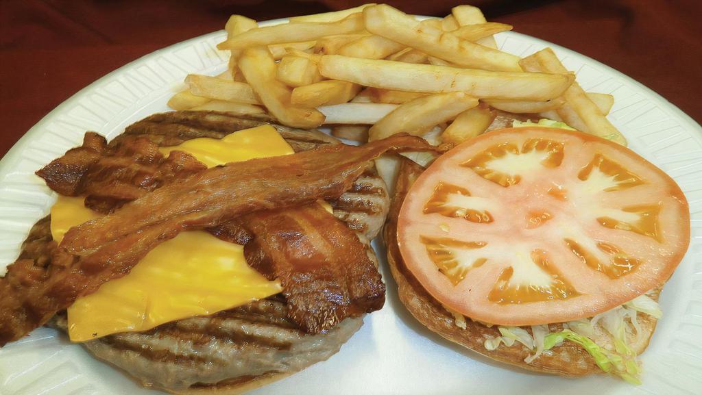 Turkey Cheeseburger W/Bacon · w/Lettuce, Tomatoes, mayo, on Kaiser Roll