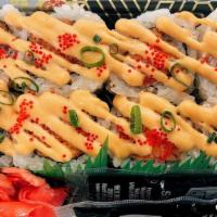  Spicy Tuna Roll (8) · Gluten-free. Served with ginger and wasabi.