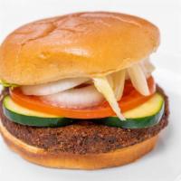 Buffalo Burger · Patty dunked in buffalo sauce and covered in melted pepper jack cheese with lettuce, tomato,...