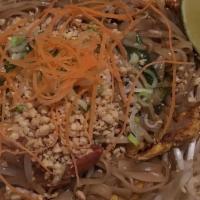 Pad Thai · Rice noodle with egg, bean sprouts, green onions, ground peanut, lime with homemade special ...
