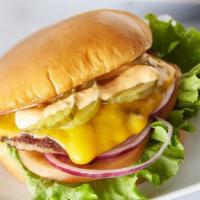 Cheese Burger Flex · 1/4 Lb. Patty, House Sauce, Leaf Lettuce, Roma Tomato, Pickles, Shaved Onions, American Chee...