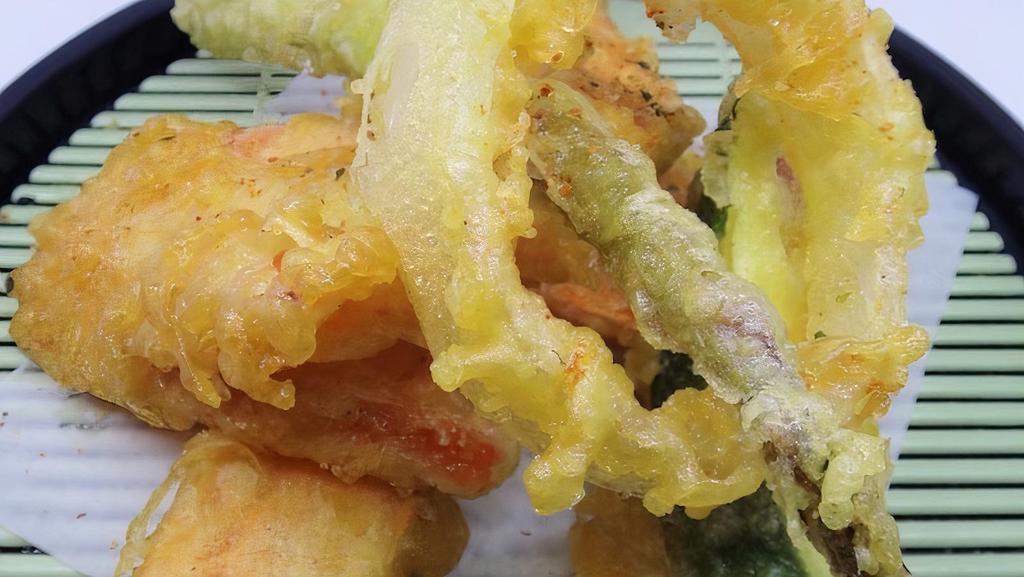 Vegetable Tempura Combo Appetizer · Six pieces of assorted vegetable tempura