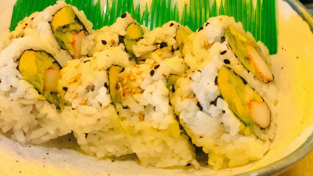 California Roll · Crab meat, avocado, and cucumber.