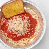 Spaghetti With Marinara · Served with hot garlic bread.