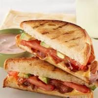 Bacon, Avocado, Tomato & Swiss Grilled Cheese · Swiss cheese, avocado (or spread), tomato and bacon on choice of bread.