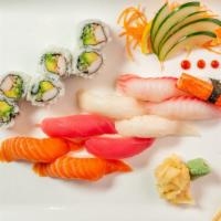 Sushi Deluxe · 9 pcs sushi with california roll.