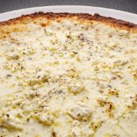 White Pizzette · Olive oil, garlic, herbs, mozzarella, feta, Parmesan. 9