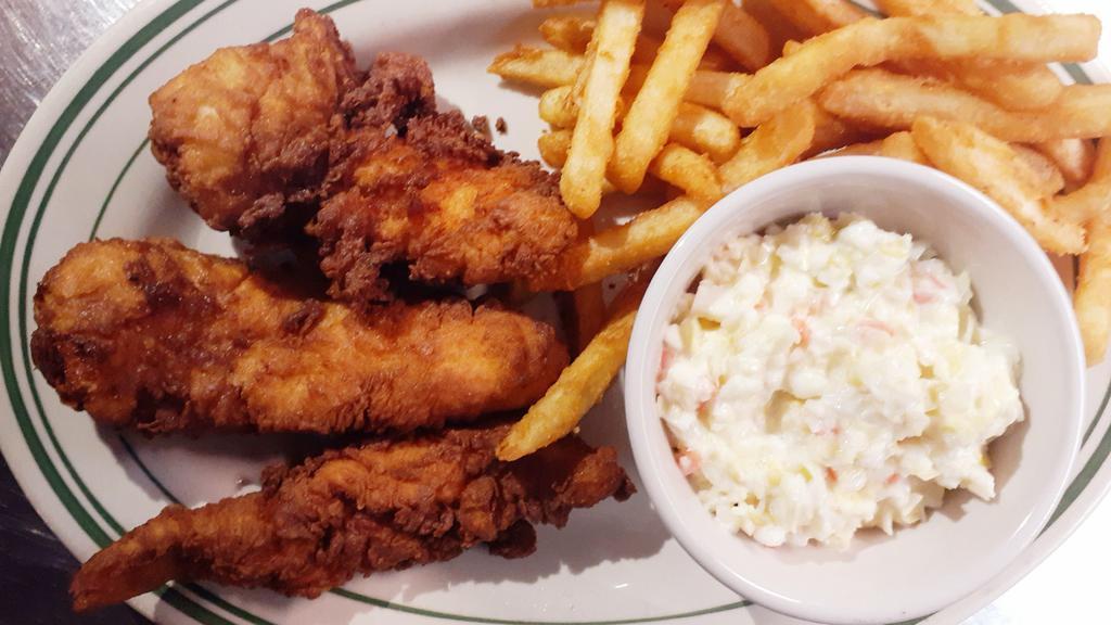 Combo Meal (3 Strips) · Three hand-breaded strips with fries and slaw for one great price.