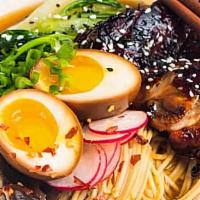 Chicken  Ramen · Chicken & pork broth, grilled chicken, thin noodle, soft boiled egg, green onion, bamboo, pi...
