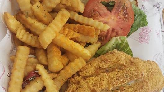 1 Piece Catfish Sandwich Meal · Includes fries & drink