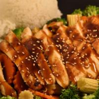 32 Teriyaki Chicken · (w/ Rice) Grilled Chicken in Teriyaki Sauce with Baby Corn, Broccoli and Carrots