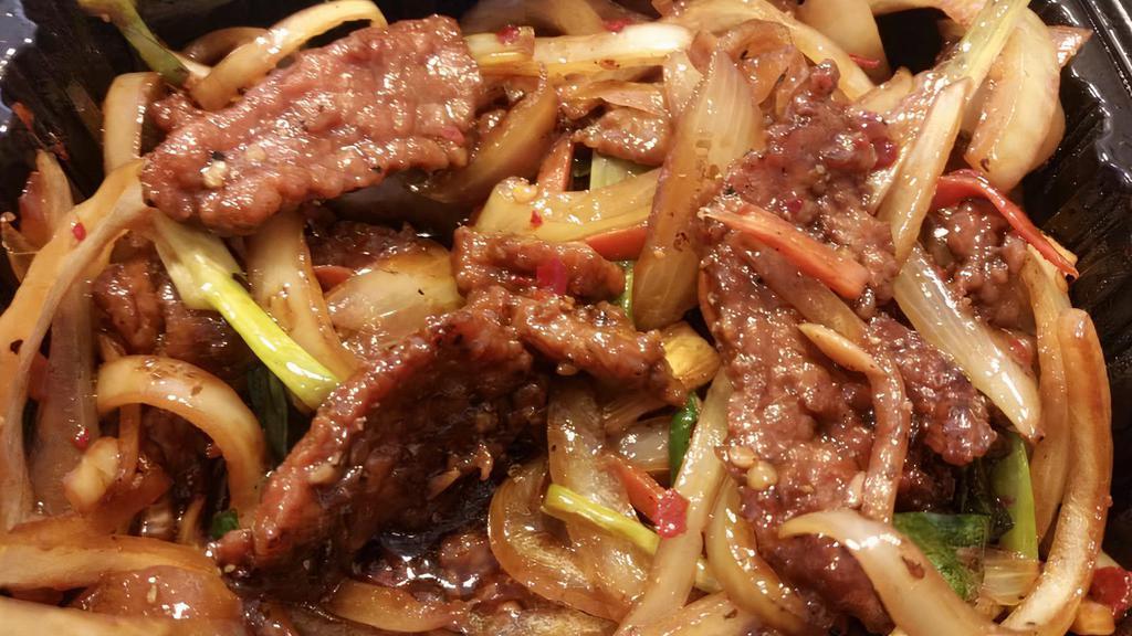 Dinner Mongolian Beef · Spicy. Served with steamed white rice or steamed brown rice. Hot and spicy.
