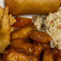10 · Spicy. Pork fried rice, egg roll, General Tso's chicken, fried shrimp.