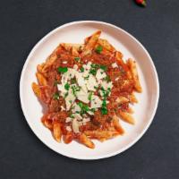 Bolognese Pasta (Penne) · Ground beef cooked in classic flavorful marinara sauce and served with Penne.