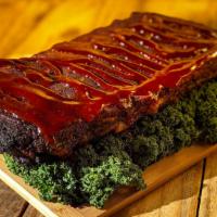 1/2 Pork Ribs · We use St. Louis ribs rubbed with Anderson's rub smoked low and slow for 4 to 6 hours.