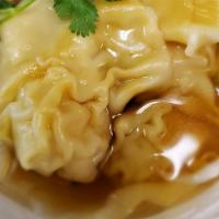 Wontons Soup · Chicken and shrimp stuffed wontons in a clear broth, Finished with bean sprouts, scallions a...