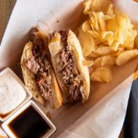 French Dip · slow roasted, sliced & seasoned prime rib w provolone cheese on ciabatta served with au jus ...