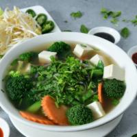 Vegetarian Pho - Phở Chay · Pho with mix vegetables cabbage, carrot, broccoli, and bok choy, and tofu.