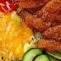 Catfish Fillets Basket With Side Salad · Two  Catfish Fillets, bread, pickles, jalapeños. Side salad will come with chopped pickles, ...