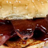 Link Sandwich · 2 Links w/BBQ sauce on toasted bun.