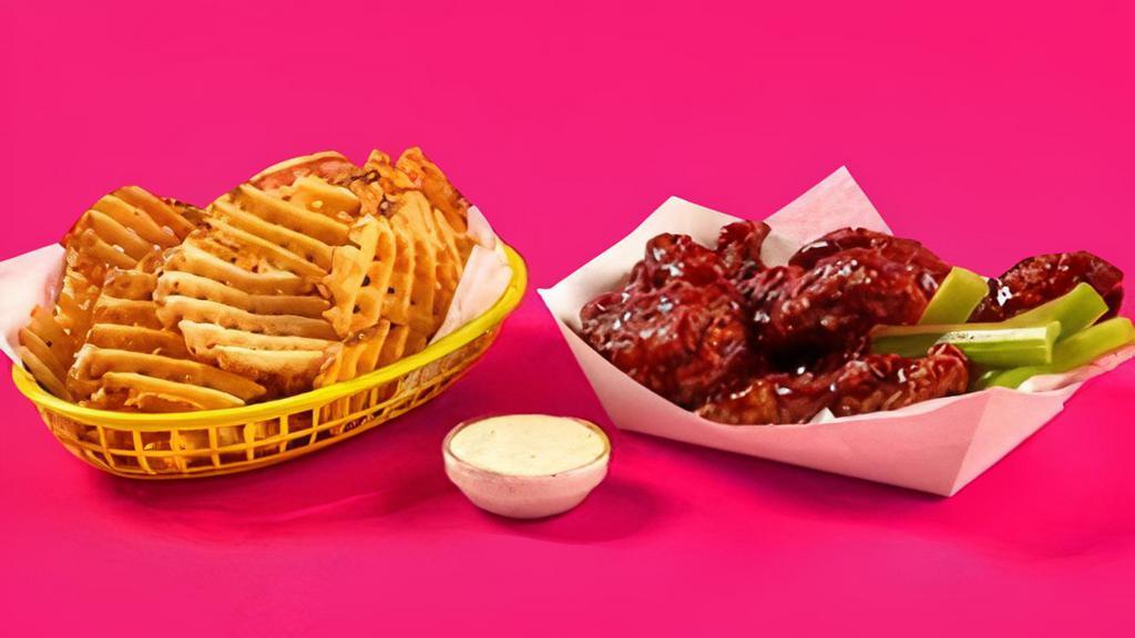 6 Pc. Crispy Tender Combo · 6 Crispy Tenders with 1 flavor, choice of fries, celery sticks, 1 dipping sauce and a drink.