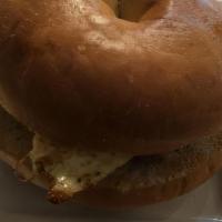 Bagel Sandwich · Egg, bacon, sausage, ham, chicken or turkey, plus cheese & your choice of bagel.