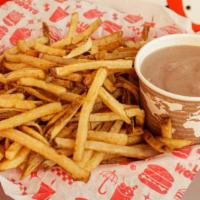 Shake Fries · Hand-cut fries with a bit of milkshake, made with Tillamook ice cream, to dip in.