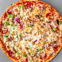 Planet Supreme Pizza · Pepperoni, fresh mushrooms, onions, green peppers, sausage.