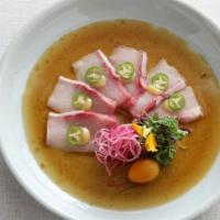 Yellow Tail Jalapeño · With yuzu soy sauce.
*Consuming raw or undercooked meats, poultry, seafood, shellfish, or eg...