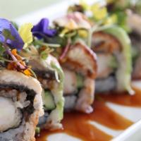 Dragon Roll · Shrimp tempura, avocado, eel.