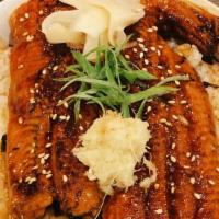 Unadon (Unagi Rice Bowl) · Grilled Eel Fillet Glazed with Tare Sauce Over Rice