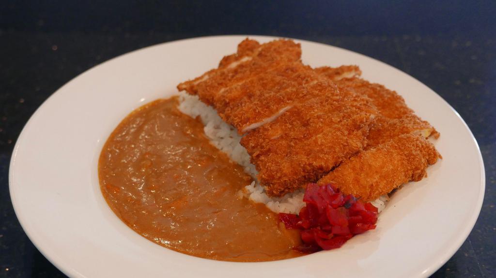 Tonkatsu Curry Over Rice · Deep Fried Breaded Pork Cutlet. Served with Miso Soup
