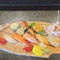 Premium Set 10 Pieces · Tuna, Salmon, Hamachi (Yellowtail), Ono, Sushi Ebi, Tamago, Unagi, Hotate, Ama Ebi, Ikura