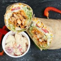 Buffalo Chicken Wrap · Grilled chicken in a spicy hot wing sauce, topped with cheese blend, lettuce, tomato, celery...