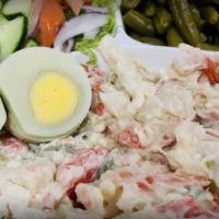 Potato Salad · Side. Potatoes blessed with melt-in-your-mouth bacon, bits of hard boiled egg, crunchy celer...