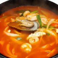 Jjam Pong · Hot & Spicy Noodles Soup with Assorted Seafood and Vegetable