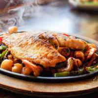 Fajitas Del Mar · Great combination of Grilled Shrimp, tilapia and scallops also mixed vegetables served wit r...