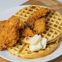 Fried Chicken & Waffle · One jumbo waffle with two piece of fried chicken.