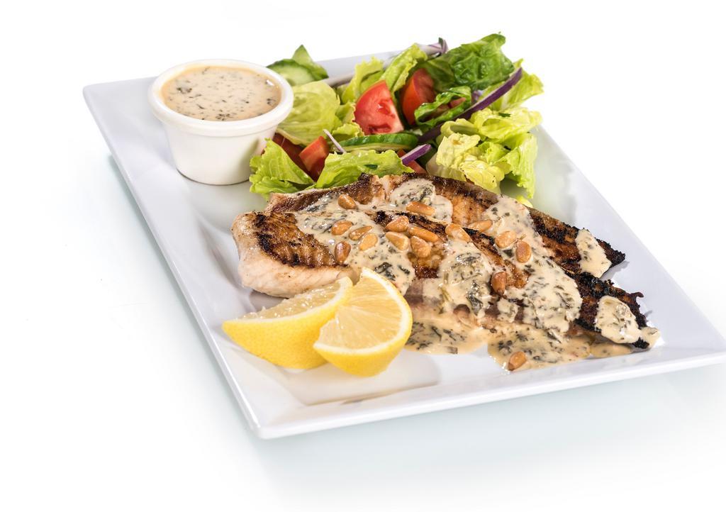 Hot Fish · Grilled white fish filet topped with our tangy cilantro sauce.