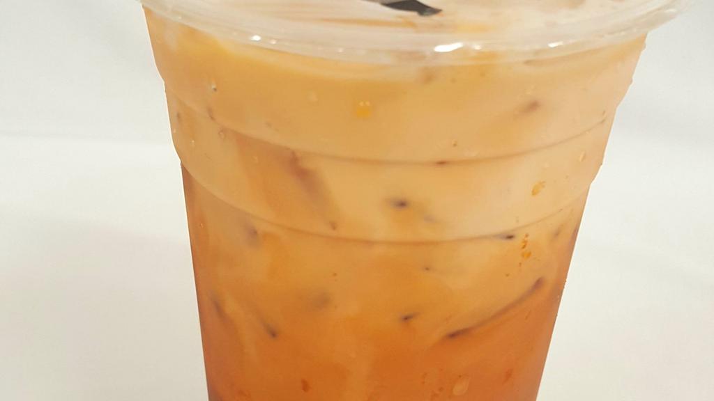 Thai Ice Tea · Loose leaves brew thai tea, half n half creamer and sweetener.